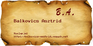 Balkovics Asztrid névjegykártya